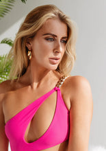 Load image into Gallery viewer, ROXY ASYMMETRICAL KEYHOLE CUT OUT MONOKINI IN HOT PINK