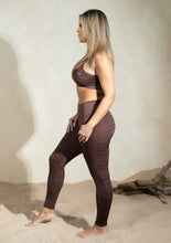 Load image into Gallery viewer, DESTINY SEAMLESS ZEBRA PRINT SPORTS BRA IN SPARKLY BROWN