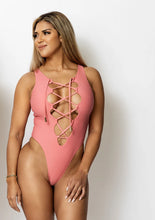 Load image into Gallery viewer, KATRINA LACE UP ONE PIECE SWIMSUIT IN PINK