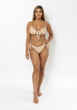 Load image into Gallery viewer, TASHA FRONT TIE UP BIKINI SET WITH GOLD CHAINS IN NUDE