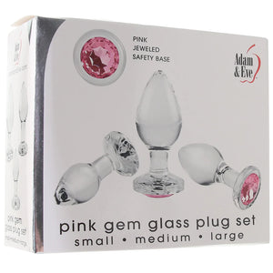 Adam & Eve Pink Gem Glass Plug Set