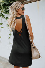 Load image into Gallery viewer, Black Crisscross Cut-out Back Knit Sleeveless Dress