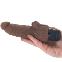 Load image into Gallery viewer, PowerCock 7 Inch Vibe with Clitoral Stimulator in Brown