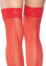 Load image into Gallery viewer, Sheer Lace Top Stockings-Red